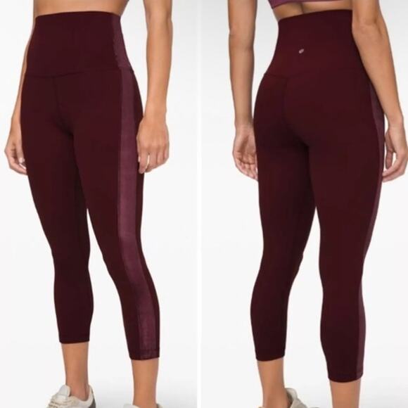 Lululemon Align Super High Rise Velvet Stripe Garnet Red Leggings Size 6 - Picture 1 of 8